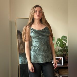 Slinky teal velvet tank